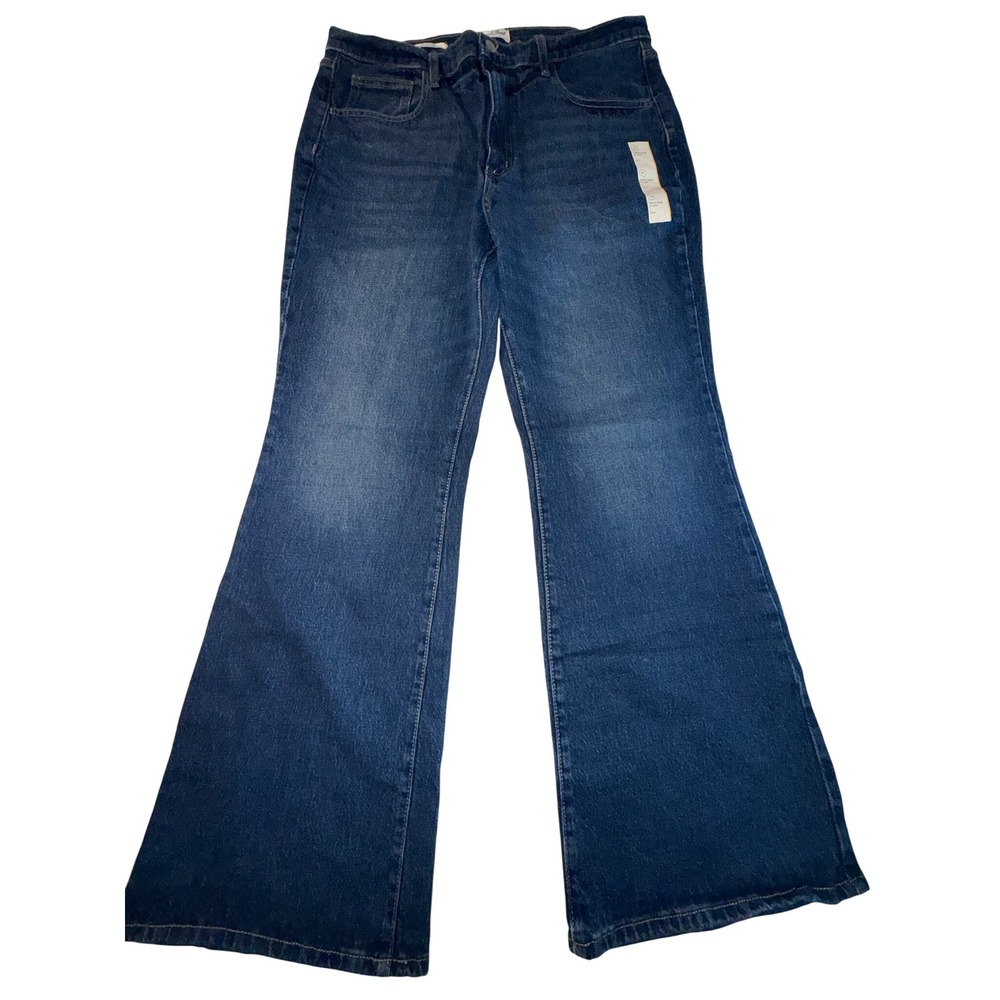 Universal Thread High Rise Flare Jeans Dark Wash Short Size 14S Comfort Stretch
